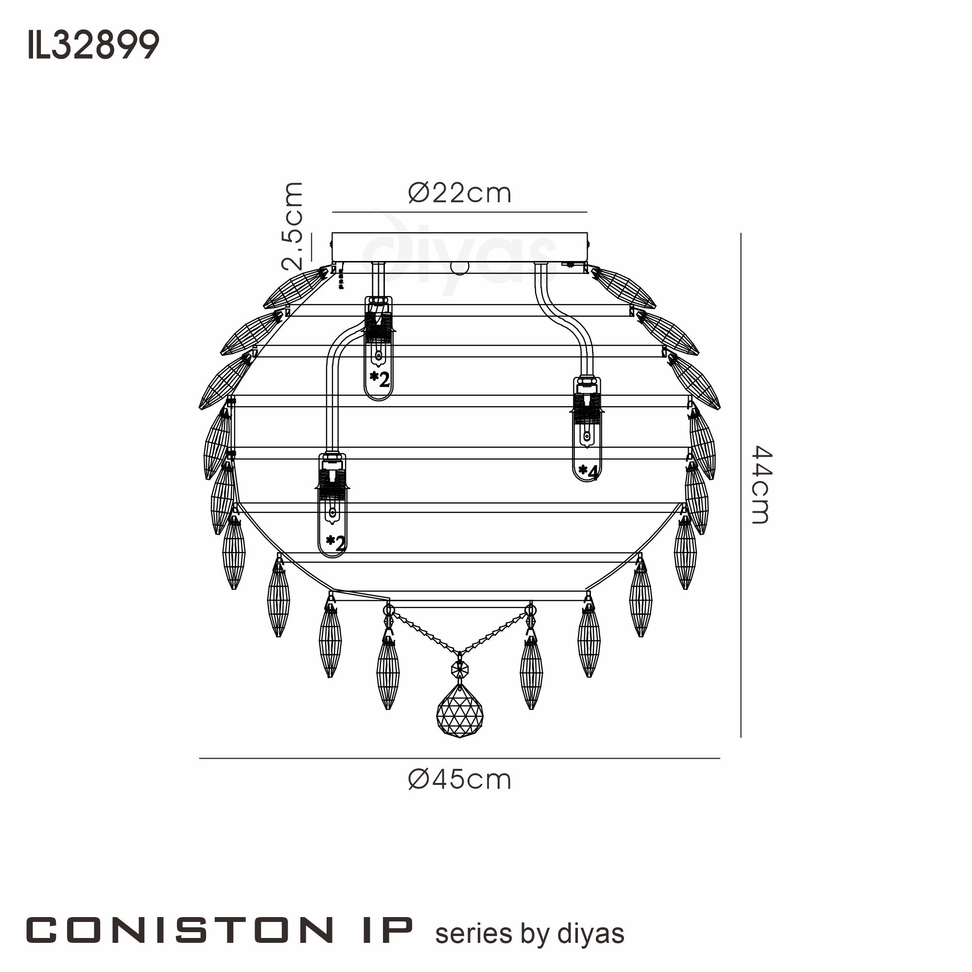 Coniston IP Bathroom Lights Diyas Crystal Ceiling Lights Coniston IP Bathroom Lights Diyas Crystal Ceiling Lights